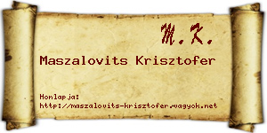 Maszalovits Krisztofer névjegykártya